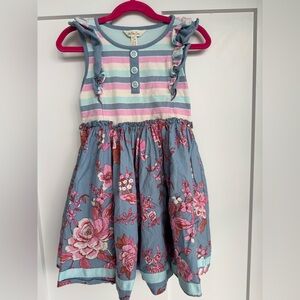 Matilda Jane Just Imagine Libby Girls Striped Floral Dress Size 6